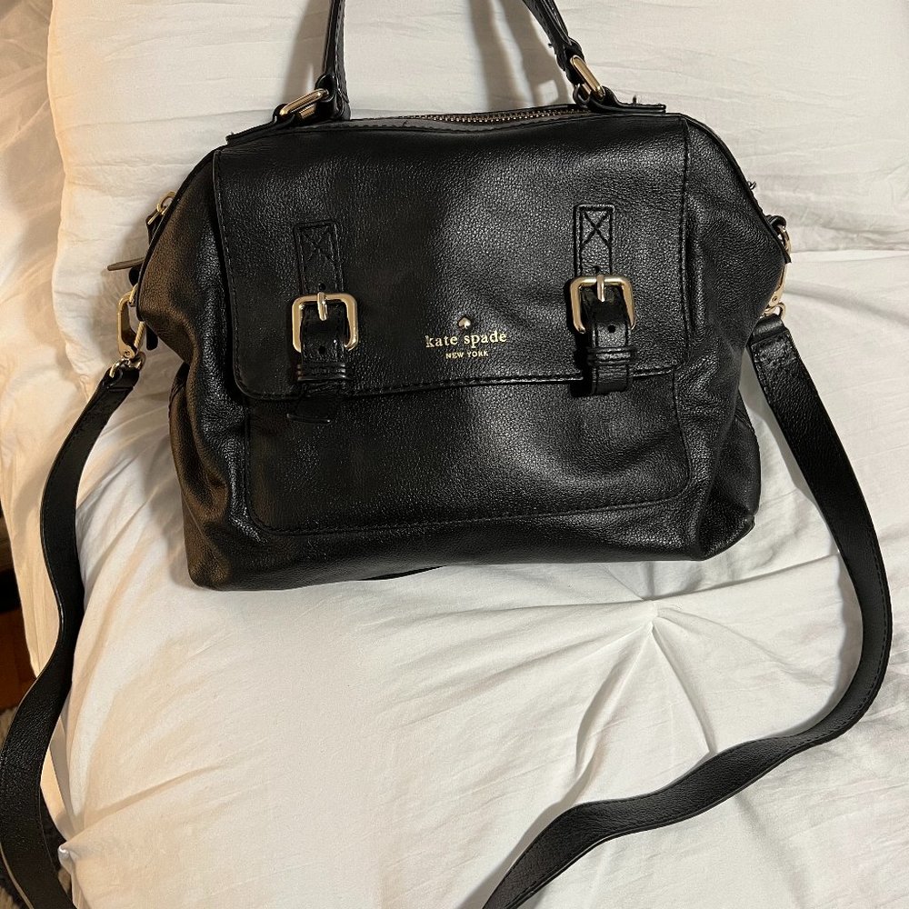 Kate Spade Black Pebbled Leather and Buckle Crossbody Handbag